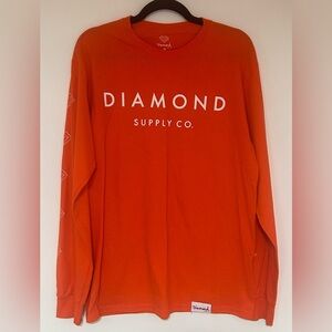 Men’s Orange Diamond Supply Long Sleeve T-shirt Size Medium- see description